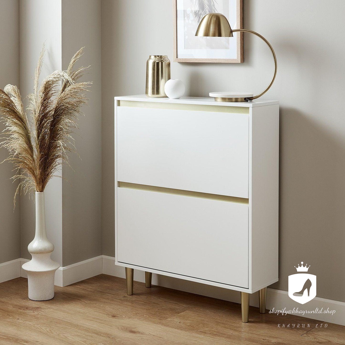 KHAYRUN Iliana Shoe Cabinet - 2 Door - White