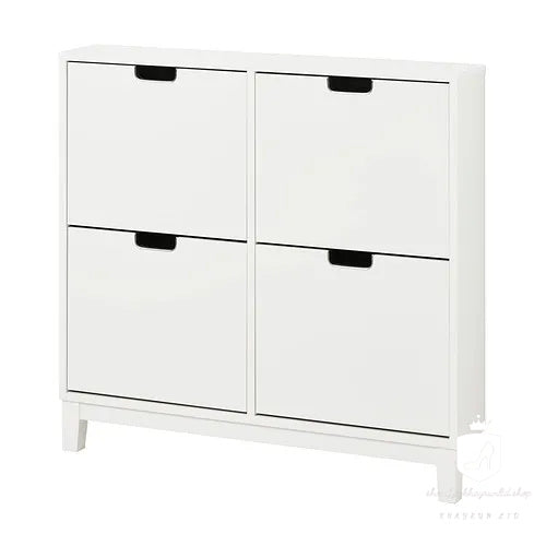KHAYRUN shoe cabinet with 4 compartments, white, 96x17x90 cm