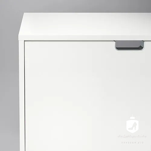 KHAYRUN shoe cabinet with 4 compartments, white, 96x17x90 cm