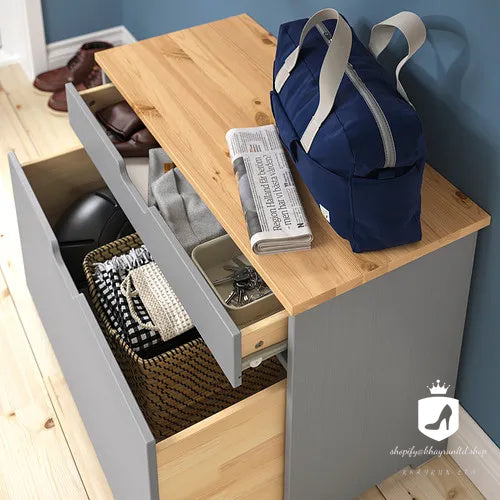 KHAYRUN storage bench, grey, 80x38x56 cm
