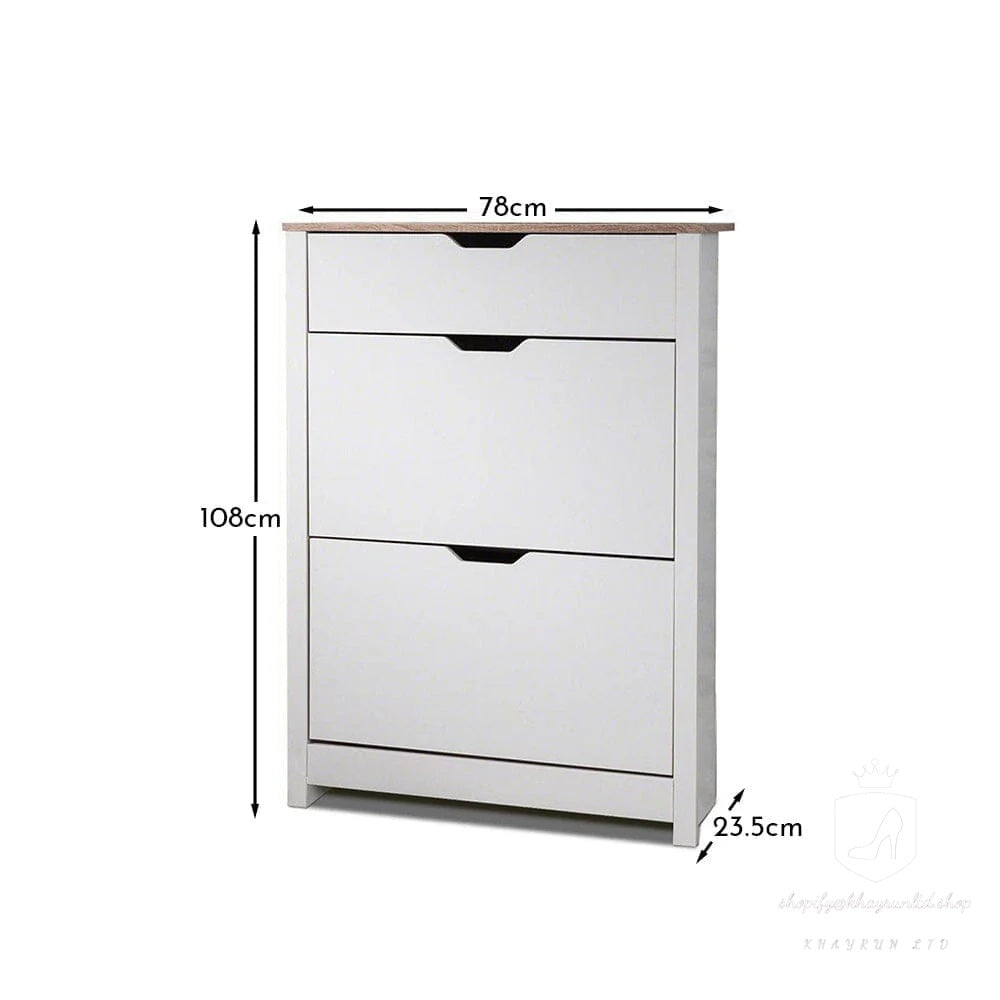 KHAYRUN Windsor Shoe Cabinet - 3 Door - Grey