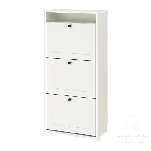 KHAYRUN shoe cabinet with 3 compartments, white, 61x30x130 cm