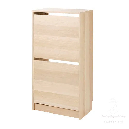 KHAYRUN shoe cabinet with 2 compartments, oak effect, 49x28x93 cm