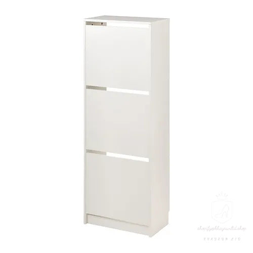 KHAYRUN shoe cabinet with 3 compartments, white, 49x28x135 cm